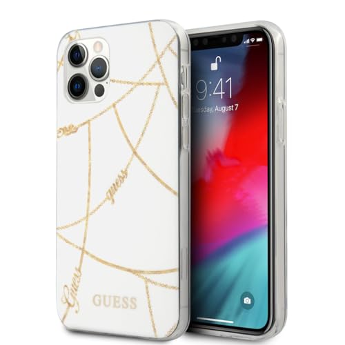 Guess GUHCP12LPCUCHWH Gold Chain Collection Coque pour iPhone 12 Pro Max 6,7" Blanc