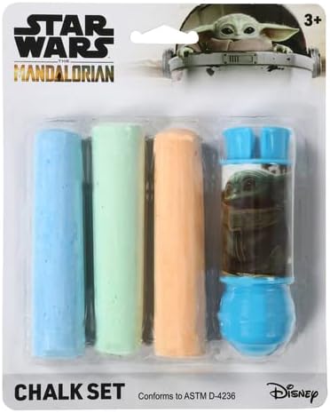 Disney Pixar Star Wars Mandalorian Jumbo - Juego de tizas para acera con soporte, 4 piezas