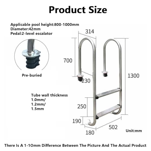 Escalera para piscina de acero inoxidable 2 peldaños miniatura 2