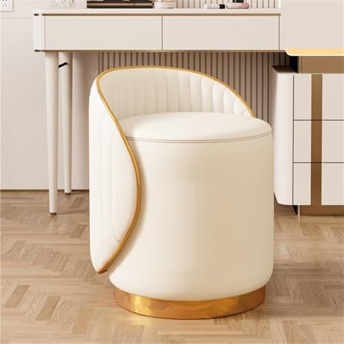 Tabouret Vani pivotant 360 cuir blanc moderne avec dossier - 2