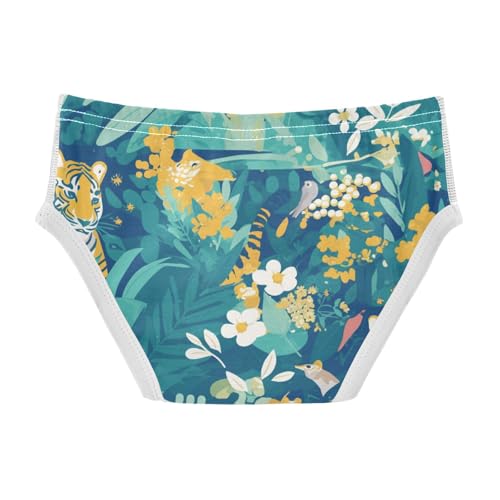 KLL Botanical Green Tigers Pattern Toddler Boys' Cotton Underwear Breathable Children Undies2