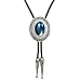 SELOVO Western Big Blue Rhinestone Statement Native American Bolo Tie for Men Genuine Leather