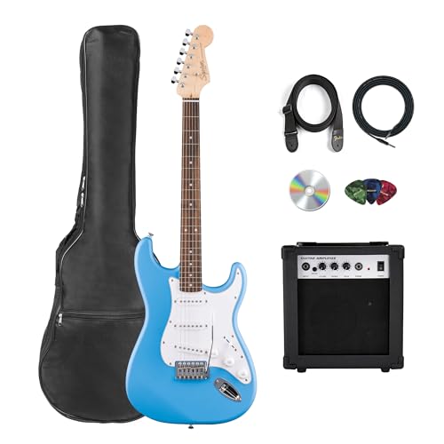 Fender Squier Stratocaster - California Blue Bundle with Amplifier, Gig Bag, Strap, Instrument...