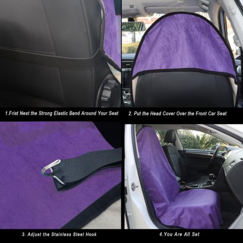 Image of Car Seat Cover Protector Front Seats,for Gym Workout,Running,Swimming,Beach and Hiking,Waterproof Sweat Towel Bucket Seat Covers for Cars SUV Trucks (Purple, 2Pcs)
