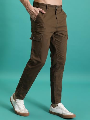 Image of Highlander Men's Tapered Fit | Cargo Trousers | Sleek & Functional | Utility Pockets | Trouser for Men | Men Trousers