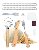 Kit Panadería 5 Piezas con Cuchilla para Pan, 2 Cuchillas Panadero Recta Curva con 20 Hojas de Repuesto, Batidor Danés, Rasqueta y Pincel, Accesorios para Masa Madre y Pan Artesanal, Acero Inoxidable