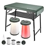 VILLEY Camping Table and Collapsible Stools Set Lightweight Foldable Beach Table with 2 Portable Stools and Mesh Layer Perfect for Outdoor, BBQ, Picnic, Beach, Hiking and Indoor Use(Green)