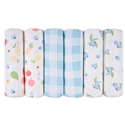 GLLQUEN BABY Toallitas de muselina para bebés, 70 cm x 70 cm, paquete de 6 paños de algodón, absorbentes y transpirables, ideales para limpiar, limpiar y cubrir recién nacidos
