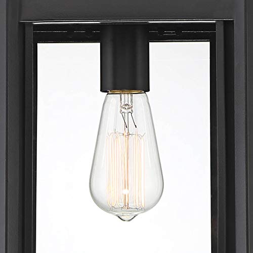 Franklin Iron Works Rockford Farmhouse Rustic Outdoor Ceiling Light Hanging Black Iron 17" Clear Beveled Glass For Exterior House Porch Patio Outside Deck Garage Front Door Garden Home Roof Gazebo #TOP2