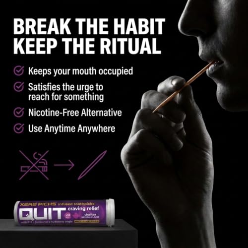 Image of Xero Picks Infused Flavored Toothpicks to Help Quit Smoking - Nicotine Free (Chai Tea, 3 Pack) Non-GMO Kosher Vegan