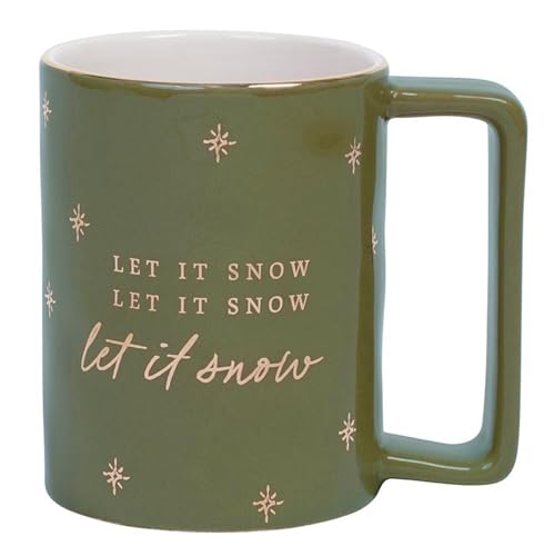 Image of Santa Barbara Design Studio Holiday Ceramic Mug with Gold Foil Detail, 16-Ounce, Green /Let It Snow