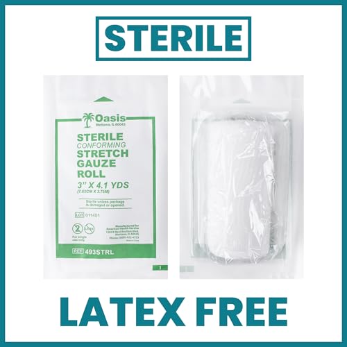 Oasis Conforming Stretch Gauze Bandage, 16 Rollos | Venda Enrollada Estéril Libre De Látex, Rollos Para Cuidado Efectivo De Heridas (3" x 4.1 Yardas) miniatura 3