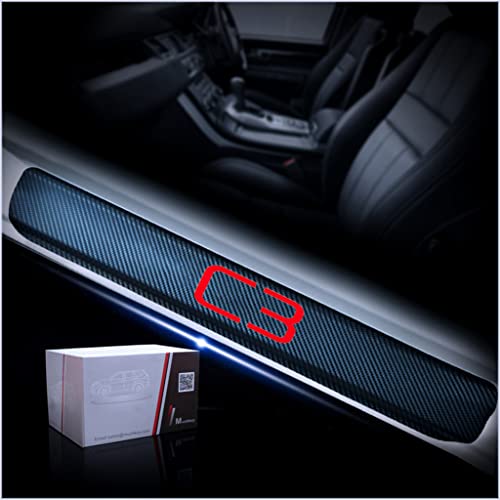 Muchkey Seuil de Porte Voiture Fibre de carbone Réfléchissant Autocollant Pour Citroen C3 Protection de seuil de porte de voiture Styling 4 Pièce Rouge