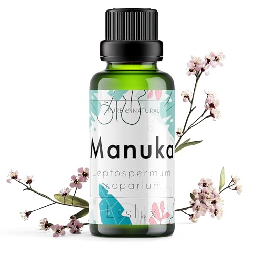 Image of Esslux Manuka Essential Oil for Cleansed Skin - Pure, Therapeutic Grade Manuka Oil - Use in Diffuser or on Skin & Hair - Perfect for Aromatherapy, Oily Skin & Brittle Nails - 90 ML