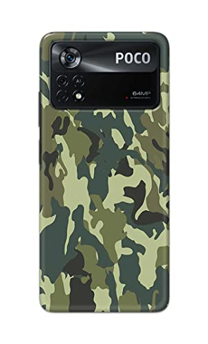 Image of Printed Hard Back Cover Case for Mi Poco X4 Pro 5G Back Cover (Green Army Camouflage) -1803