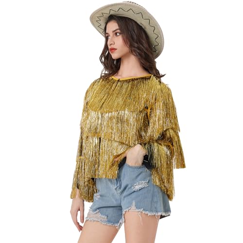 MISI CHAO Thin Tinsel Jacket with Loose Fit Extra Dense Multilayer Tinsel Coat for Festival Carnival2