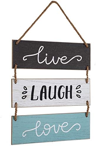 Yankario Rustic Home Wall Decor Sign for Living Room Bedroom Bathroom Kitchen Office or more - Farmhouse Wall Hanging Decoration Wooden Sign Live Laugh Love