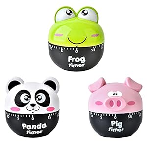 Liuer Kitchen Timer, 3 Pieces Kitchen Timer Digital Timer Egg Timer Kitchen Clock Manual Time Reminder Kitchen Timer for Cooking, Baking, Sports, Studying, etc. (Cartoon Pattern)