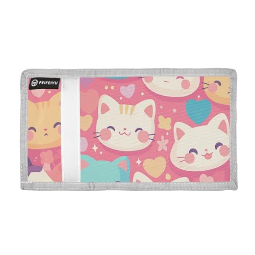 Boys Trifold Outdoor Sports Wallet for Kids Wallets Credit ID Card Slim Small Coin Purses Cut Cats Faces2