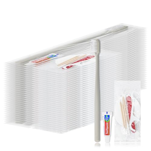 Einweg-Zahnbürsten-Zahnpasta, Zahnbürste und Zahnpasta Reisen, Zahnbürsten-Zahnpasta-Set, kommt mit Hotel Vanity Set, einzeln verpackt, geeignet für Hotel, Zuhause, Camping, Reisen (30er-Pack)
