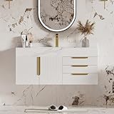 homary 36' Floating Bathroom Vanity Set with Single Sink, Modern Bathroom Sink Cabinet Storage Cabinet with Sintered Stone...