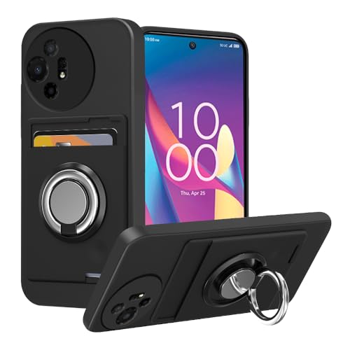 Kaotengwo for TCL 50 XL 5G Phone Case with Card Holder & Ring stand case for TCL 50 XL Cover - Black