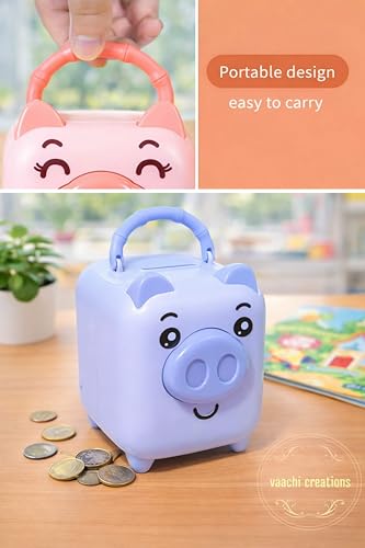 Image of Piggy Bank for Kids | Unbreakable Plastic Money Saving Box for Boys & Girls | Durable Coin & Cash Bank | Educational Saving Toy & Return Gift for Children with Lock and Keys (Sky)