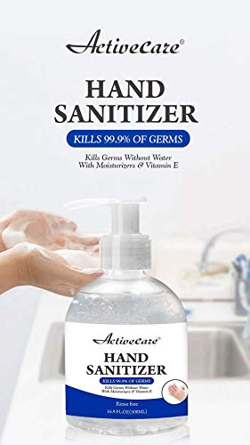 Activecare hand sanitiser with 75% alcohol and moisturising vitamin E. Non sticky and disinfectant. KIlls 99.99% of germs. Great for work, driving, home and activities 500ml