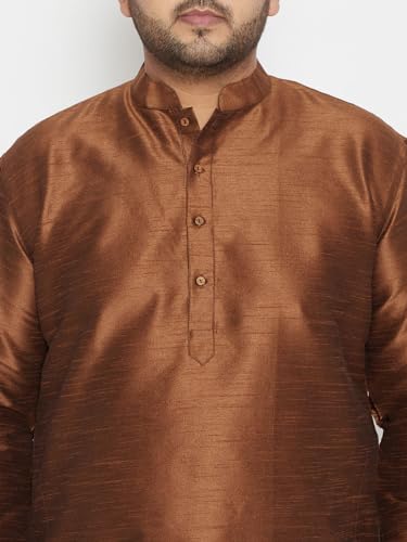 Image of Vastramay Plus Men's White Silk Blend Kurta Pyjama Set VPLUSMKWH001nPBL 44 | Independence Day
