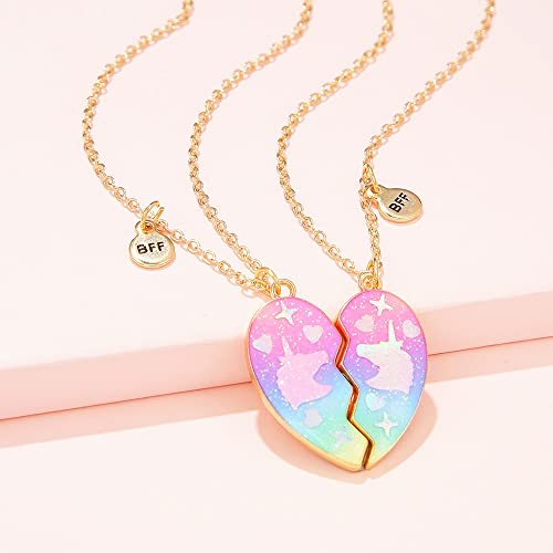 DOYYCA Best Friend Necklace Unicorn Mermaid Gifts Magnetic Matching Friendship Necklace for 2 Girls BFF Sister2