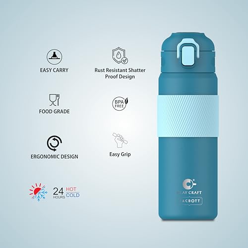 Image of Clay Craft Vacbott Vaccum Amber Double Walled 18 Hours Hot and 24 Hours| Cold Water Bottle Vacuum Insulated|Thermosteel| Flask Bottle 700 ml|Travelling|BPA-Free|BIS Certified|1Year Limited Warranty