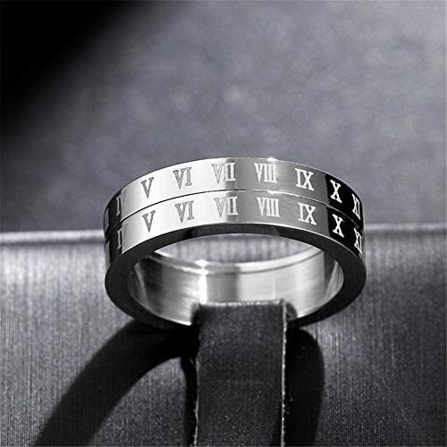 Image of PAURO Roman Numerals Spin Worry Ring | Unisex Stainless Steel, Roman Numerals Spin Worry Ring for Anxiety