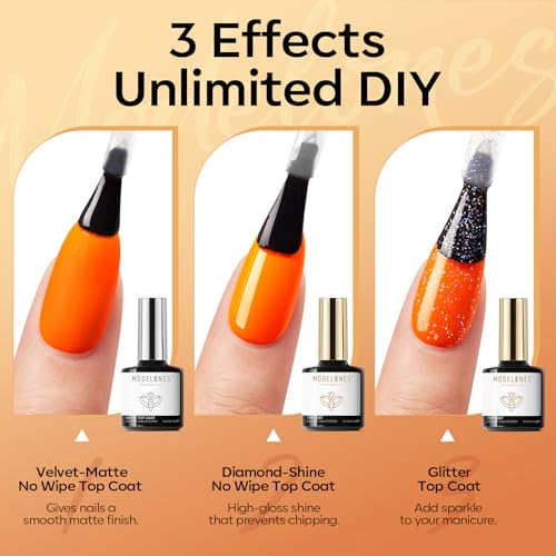 Image of modelones 24PCS Gel Nail Polish Set, Fall Winter Cat Eye Shimmer Gel Polish Kit Soak Off with Glitter, Glossy and Matte Top Base Coat DIY Manicure at Home