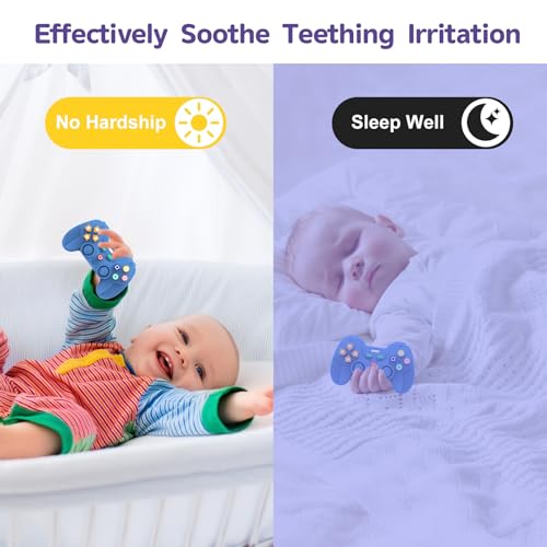 Image of Hooku Silicone Teething Toys for Babies 0-6 Months, Teethers for Babies 6-12 Months, Remote Teether for Baby, Sensory Toys for Babies, Baby Chew Toys