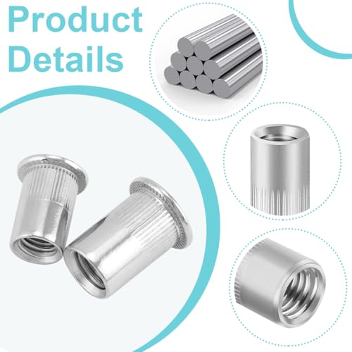 HSKRKOW M5 Nietmuttern 20 Stück, Flachkopf Nietmuttern Edelstahl A2 V2A Gewindenieten M5 Blindnietmuttern Nietmutter für Metall,Kunststoff, Glasfaser