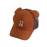 Kfwfuaee Upgraded Baseball Cap Kinder Sonnenhut Bär Stickerei mit/ohne Mesh Panama für Jungen Mädchen Atmungsaktiv Outdoor Kleinkind Kinder Sonnenbär Stickerei mit/ohne Mesh Panama für Jungen