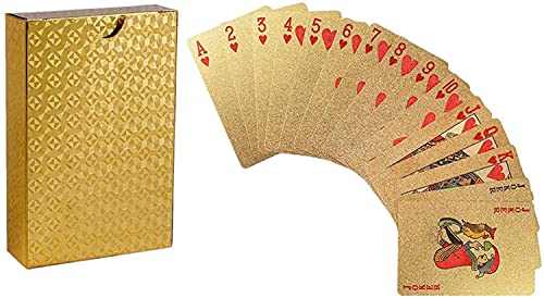 Poker-Karten für Party, Spiele, Treffen, sehr langlebig, faltenfrei, leicht zu mischen – 1 Packung (Gold)