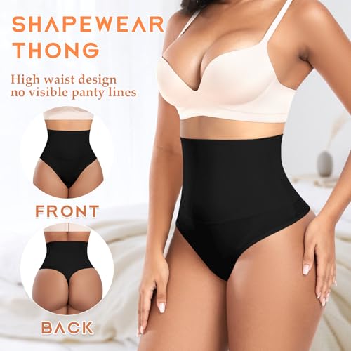 Image of Werena Tummy Control Thong Shapewear for Women High Waist Shaping Underwear Seamless Thongs Panties