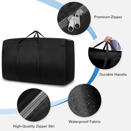 TIECHI 120L Large Storage Bags, Heavy Duty Moving Bags with Sturdy Zips and Handle - Image 4