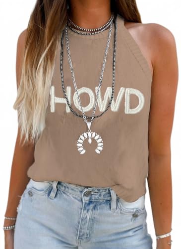 Image of MARZXIN Women Sleeveless Sweater Tank Round Neck Casual Aztec Geometric Knit Sweater Top