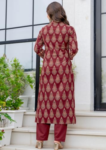 Image of Amayra Woman's Pure Cotton Straight Kurta Sets with Pant & Dupatta|Kurti Set for Woman|Suit Set for Women Cotton