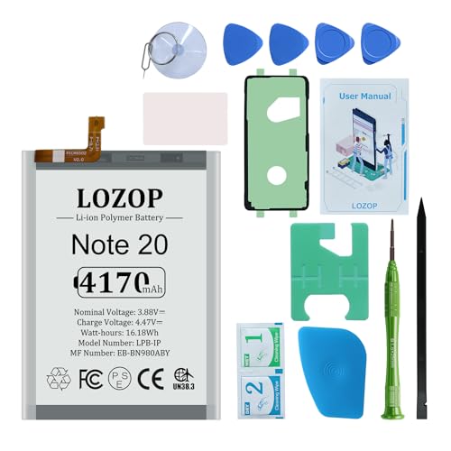 LOZOP Note 20 / Note 20 5G Battery Replacement Kit for Samsung Galaxy Note 20 SM-980F /Note 20 5G SM-N981U/U1/B/N/W and Other All N981 Models with Repair Tools Kit and User Manual