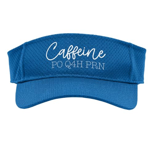 Caffeine Caffeine PO Q4H PRN Nurses Rx Meme Sport Sun Visor, Adult, One Size, Royal Blue