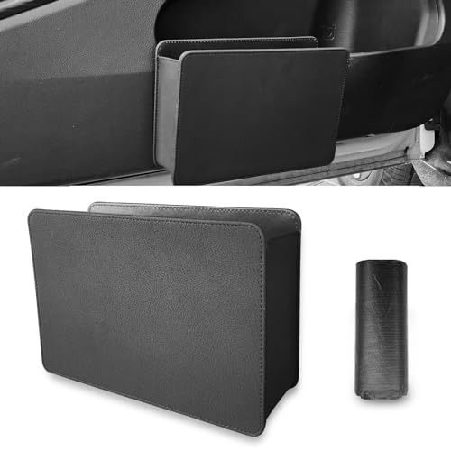 Image of NTNEV Car Trash Can, PU Leather Multi-Function Garbage Can, Foldable Hanging Mini Cars Storage Bag Container, Car Seat Back Storage Box, Storage for Small Objects (Black)