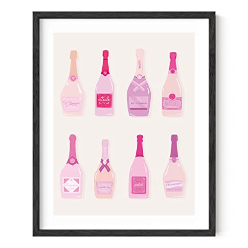HAUS AND HUES Aesthetic Cocktail Poster - Preppy Picture for Wall, Funky Poster for College Dorm, Colorful Bar Wall Art, Pink Prints for Teen Girls Room, Glam Room Decor for Women (16x20, Unframed)