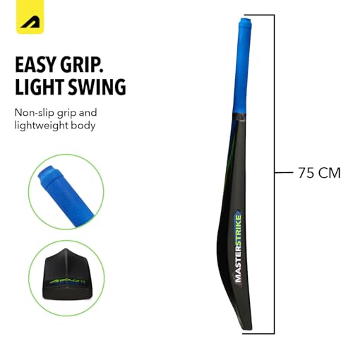 Image of Boldfit MasterStrike Plastic Cricket Bat Full Size Durable Bats for Tennis & Wind Ball Lightweight Adult & Teen Tournament Match Bat, Blue Green- Size 6