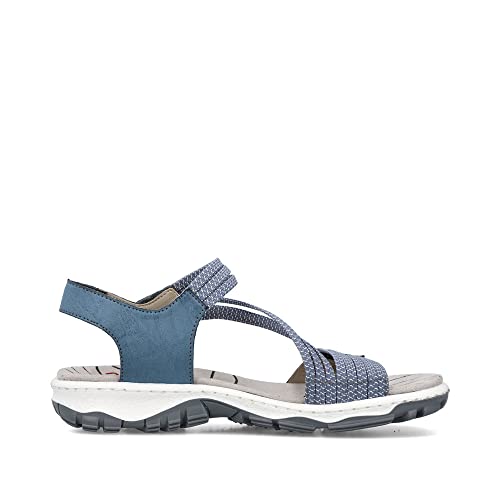 Rieker Femme Sandales 68871, Dame Sandales Fines,Chaussure d'été,Sandale d'été,Confortable,Plate,Bleu (Blau / 14),41 EU / 7.5 UK – vue 2