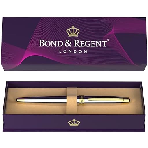 Bond & Regent Bolígrafo de punta redonda de grado de lujo certificado y cromo plateado y oro de 24 quilates, bonito regalo para hombres y mujeres | Ya disponible en tu tienda friki favorita! En mundofriki.es!