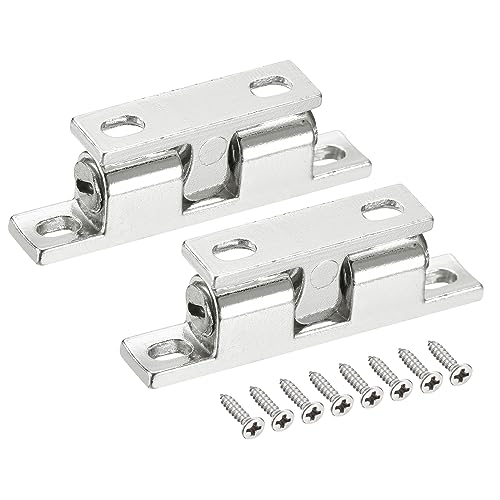 sourcing map 2Pcs 1.93 Double Ball Tension Roller Catch Zinc Alloy Tension Latch for Cabinet Closet Furniture Door, Silver