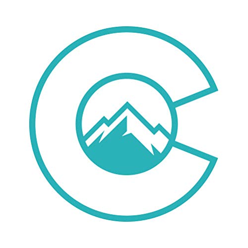 Colorado Flag C with Mountains Decal, Teal 1.50" x 1.55